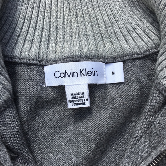 Calvin Klein Grey 1/4 Zip Pullover Sweater Sz M - Picture 7 of 7